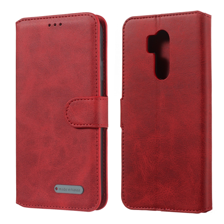 

For LG G7 / G7 ThinQ Solid Color Buckle Horizontal Flip Leather Case with Wallet & Holder & Card Slots(Red)