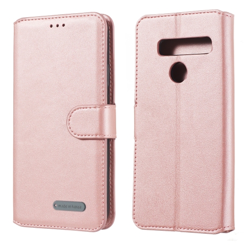 

For LG G8 / G8s / G8 ThinQ Solid Color Buckle Horizontal Flip Leather Case with Wallet & Holder & Card Slots(Rose Gold)