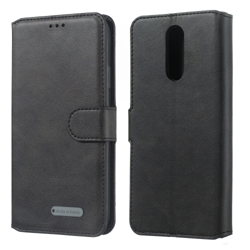 

For LG K40 / K12 Solid Color Buckle Horizontal Flip Leather Case with Wallet & Holder & Card Slots(Black)