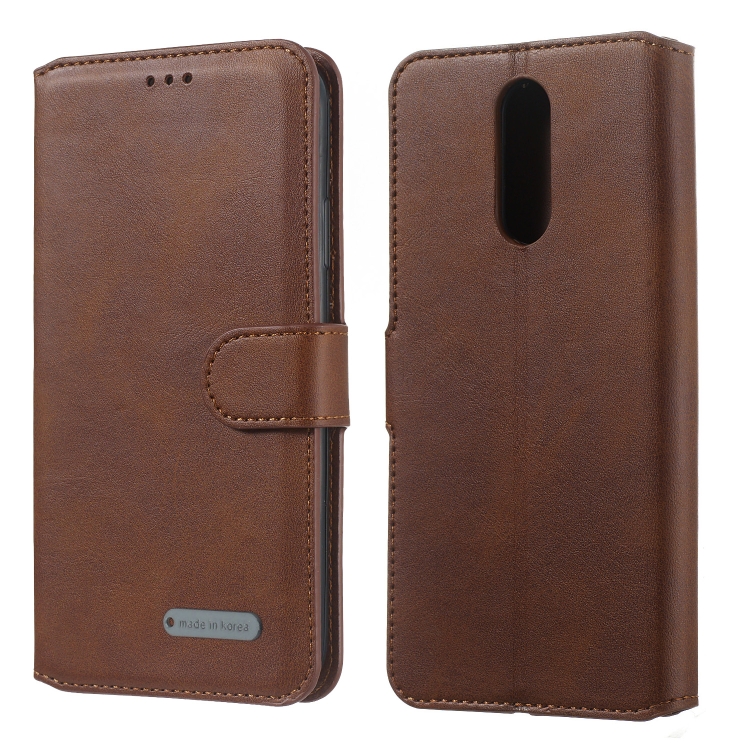 

For LG K40 / K12 Solid Color Buckle Horizontal Flip Leather Case with Wallet & Holder & Card Slots(Brown)