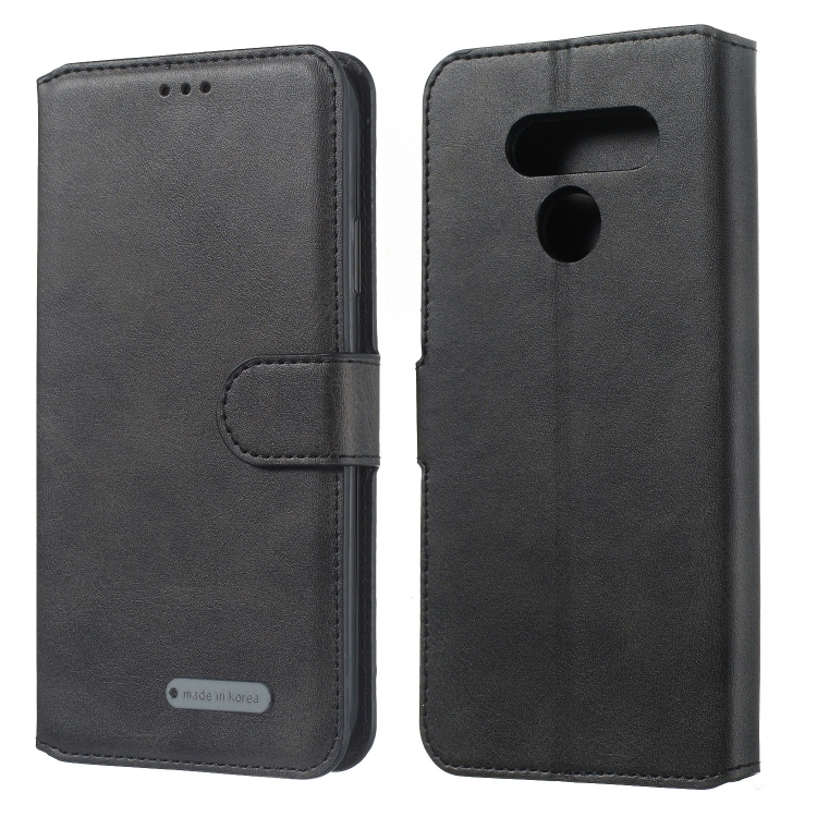 

For LG K50 / Q60 Solid Color Buckle Horizontal Flip Leather Case with Wallet & Holder & Card Slots(Black)