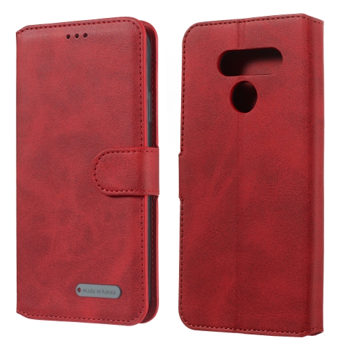 

For LG K50 / Q60 Solid Color Buckle Horizontal Flip Leather Case with Wallet & Holder & Card Slots(Red)