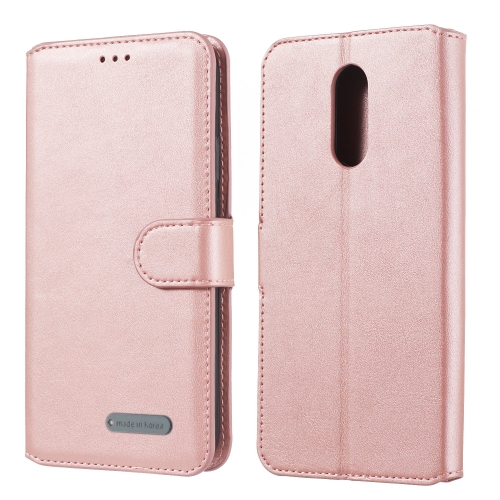 

For LG Stylo 4 / Q8 (2018) Solid Color Buckle Horizontal Flip Leather Case with Wallet & Holder & Card Slots(Rose Gold)