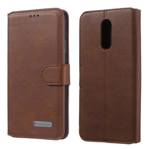 

For LG Q Stylo 5 Solid Color Buckle Horizontal Flip Leather Case with Wallet & Holder & Card Slots(Brown)