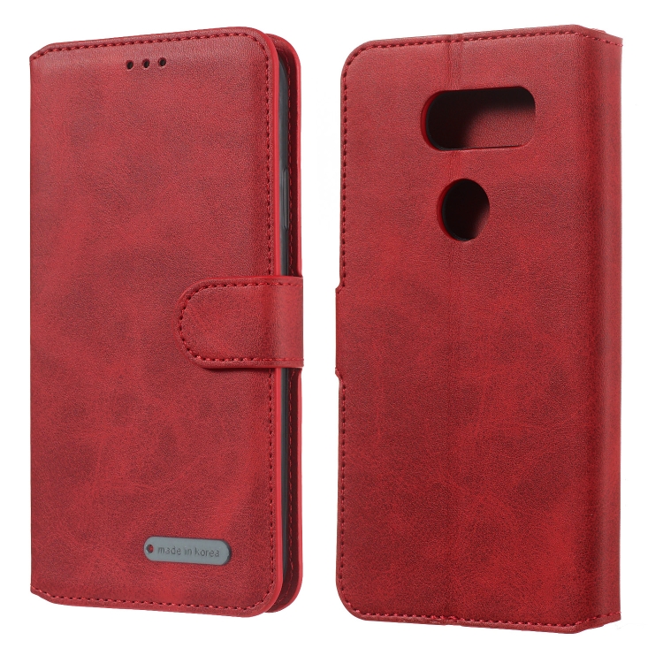 

For LG V30 Solid Color Buckle Horizontal Flip Leather Case with Wallet & Holder & Card Slots(Red)