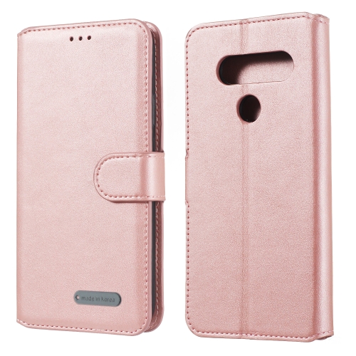 

For LG V40 Solid Color Buckle Horizontal Flip Leather Case with Wallet & Holder & Card Slots(Rose Gold)