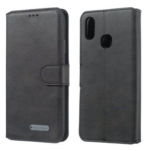 

For LG V50 Solid Color Buckle Horizontal Flip Leather Case with Wallet & Holder & Card Slots(Black)