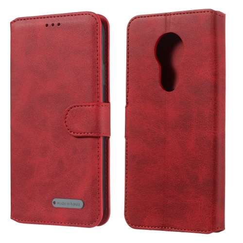 

For Motorola Moto G7 Play Solid Color Buckle Horizontal Flip Leather Case with Wallet & Holder & Card Slots(Red)