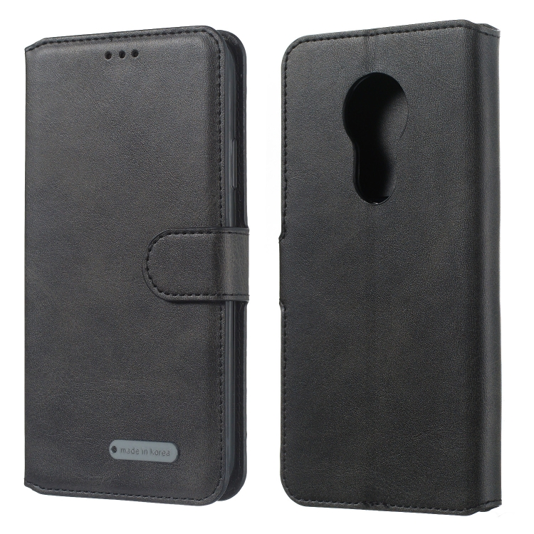 

For Motorola Moto G7 Power Solid Color Buckle Horizontal Flip Leather Case with Wallet & Holder & Card Slots(Black)