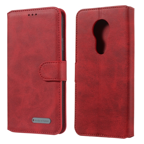 

For Motorola Moto G7 Power Solid Color Buckle Horizontal Flip Leather Case with Wallet & Holder & Card Slots(Red)