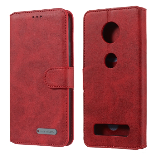

For Motorola Moto Z4 Play Solid Color Buckle Horizontal Flip Leather Case with Wallet & Holder & Card Slots(Red)