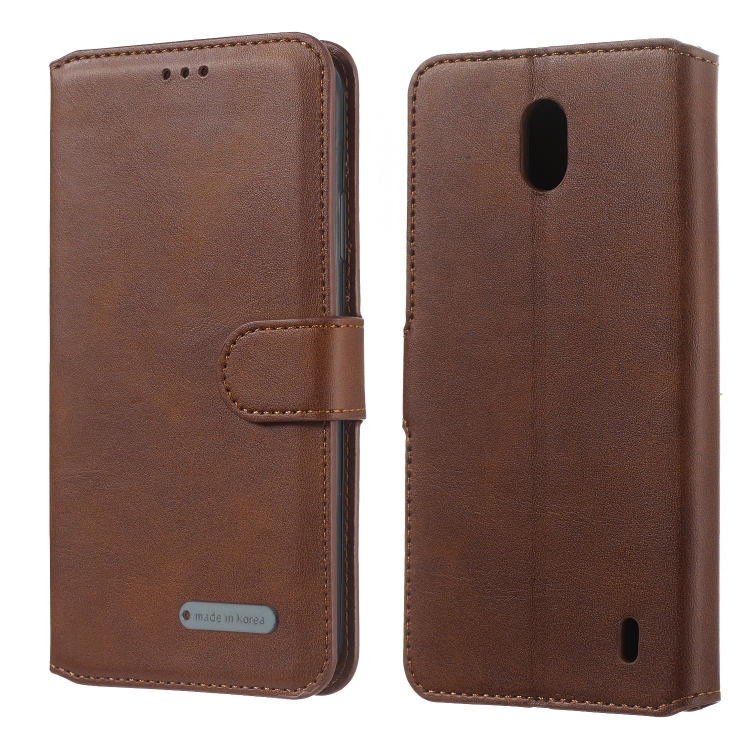 

For Nokia 1 Plus Solid Color Buckle Horizontal Flip Leather Case with Wallet & Holder & Card Slots(Brown)