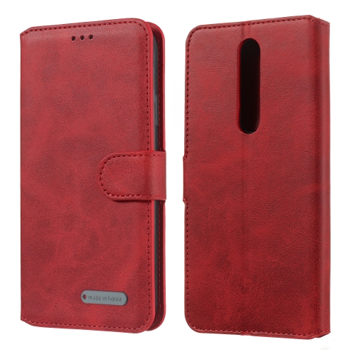 

For Nokia 3.1 Plus Solid Color Buckle Horizontal Flip Leather Case with Wallet & Holder & Card Slots(Red)