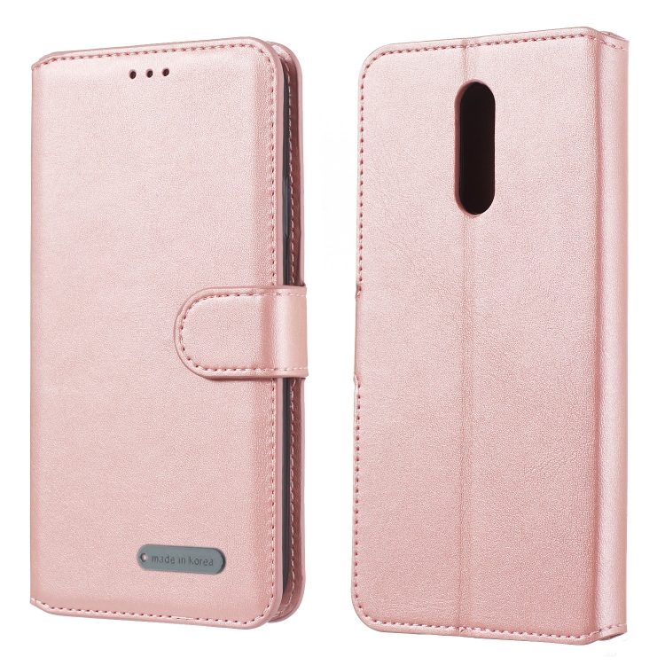 

For Nokia 3.2 (2019) Solid Color Buckle Horizontal Flip Leather Case with Wallet & Holder & Card Slots(Rose Gold)