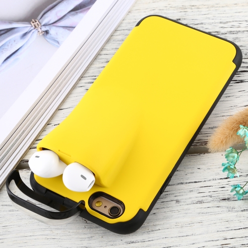 

For iPhone 6 PC + TPU Shockproof Protective Back Case With AirPods Storage Box(Yellow)