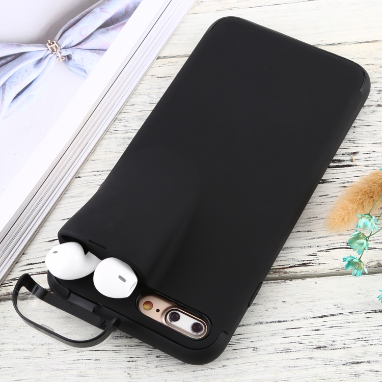

For iPhone 7 Plus / 8 Plus PC + TPU Shockproof Protective Back Case With AirPods Storage Box(Black)