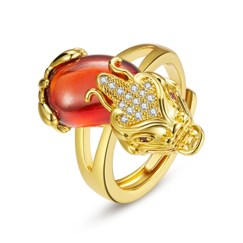 

Copper Plated Pixi Red Zircon Women Open Ring