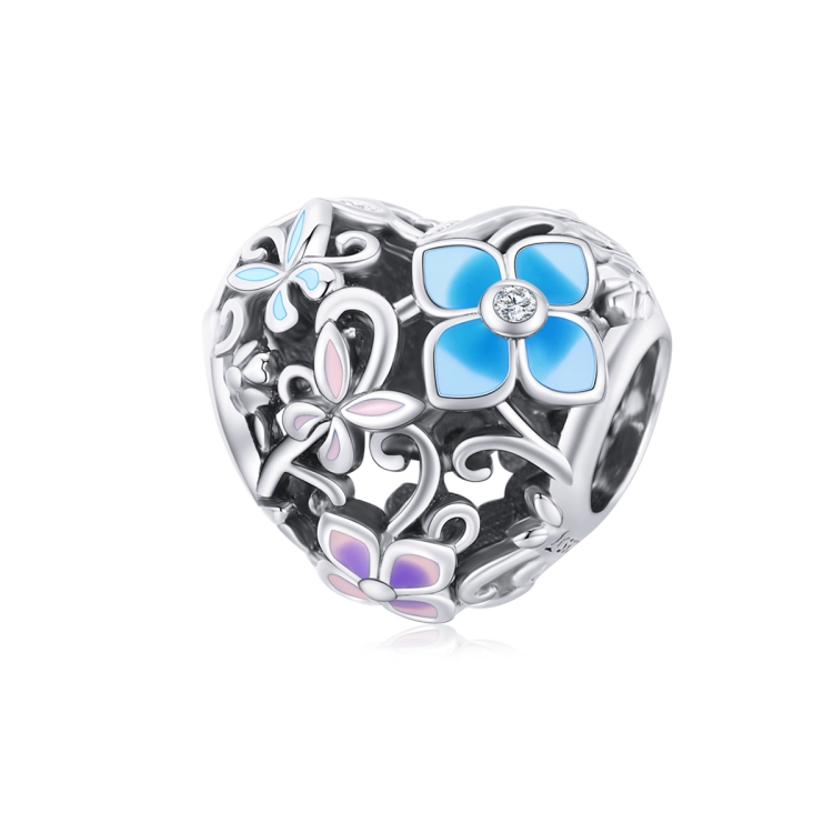 

S925 Sterling Silver Heart Flower Butterfly Beads DIY Bracelet Necklace Accessories