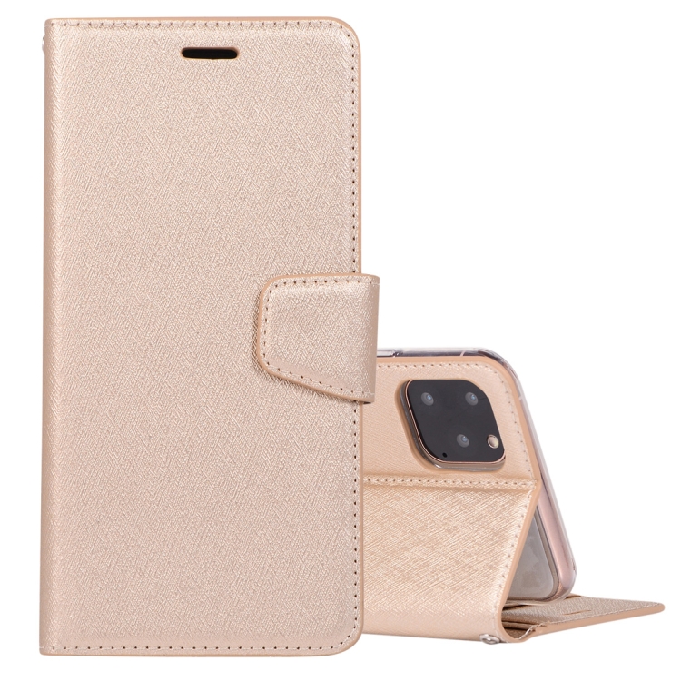 

For iPhone 11 Silk Texture Horizontal Flip Leather Case with Holder & Card Slots & Wallet & Photo Frame(Gold)