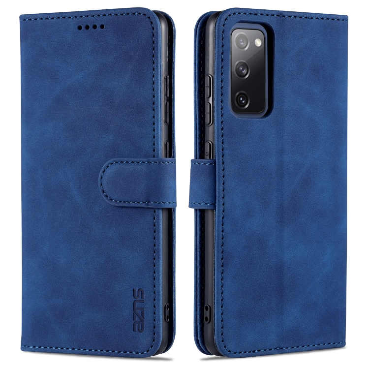 

For Samsung Galaxy S20 FE AZNS Skin Feel Calf Texture Horizontal Flip Leather Case with Card Slots & Holder & Wallet(Blue)
