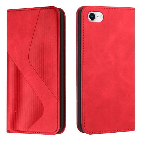 

Skin Feel Magnetic S-type Solid Color Horizontal Flip Leather Case with Holder & Card Slot & Wallet For iPhone SE 2020 / 8 / 7(Red)