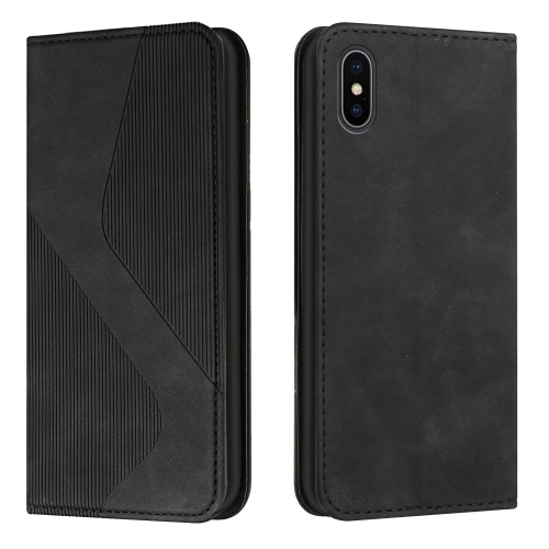 

Skin Feel Magnetic S-type Solid Color Horizontal Flip Leather Case with Holder & Card Slot & Wallet For iPhone XS Max(Black)