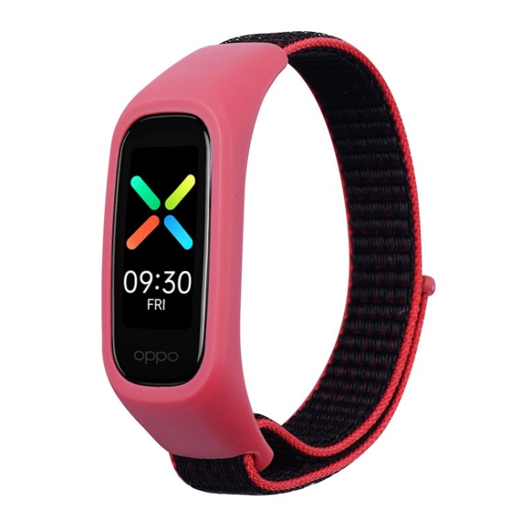 

For OPPO Watch Nylon Replacement Strap Watchband(Red Black)