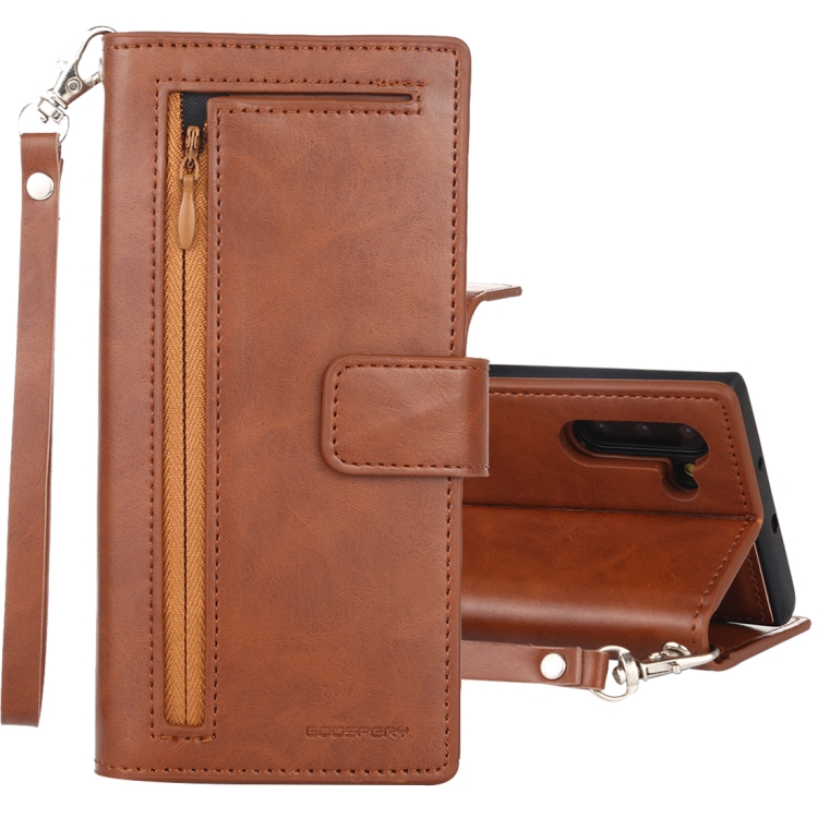 

For Galaxy Note 10 GOOSPERY DETACHABLE DIARY Detachable Horizontal Flip Leather Case with Holder & Card Slots & Zipper & Wallet(Brown)
