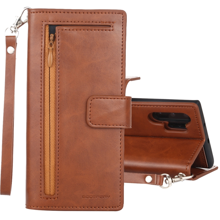 

For Galaxy Note 10+ GOOSPERY DETACHABLE DIARY Detachable Horizontal Flip Leather Case with Holder & Card Slots & Zipper & Wallet(Brown)