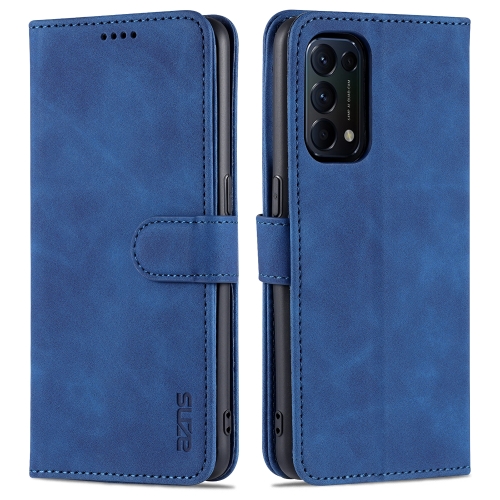 

For OPPO Reno5 / Reno5 K AZNS Skin Feel Calf Texture Horizontal Flip Leather Case with Card Slots & Holder & Wallet(Blue)