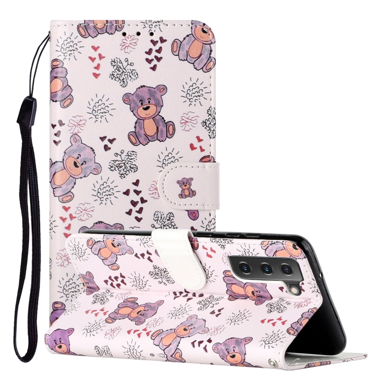 

For Samsung Galaxy S21 FE 5G Oil Embossed Pattern Horizontal Flip PU Leather Case with Holder & Card Slots & Wallet & Lanyard(Little Bear)