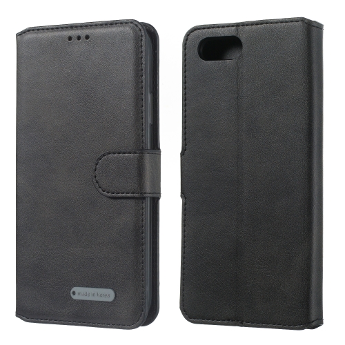 

For OPPO A3s / A5 / R15 Neo Solid Color Buckle Horizontal Flip Leather Case with Wallet & Holder & Card Slots(Black)