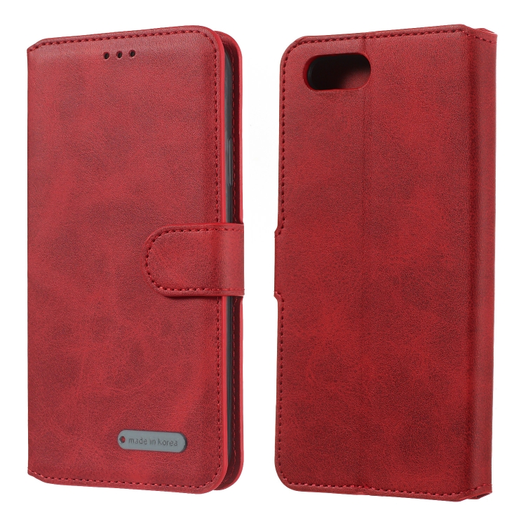 

For OPPO A3s / A5 / R15 Neo Solid Color Buckle Horizontal Flip Leather Case with Wallet & Holder & Card Slots(Red)