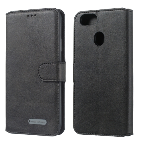 

For OPPO A73 / F5 Solid Color Buckle Horizontal Flip Leather Case with Wallet & Holder & Card Slots(Black)