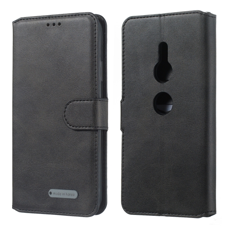 

For Sony Xperia XZ3 Solid Color Buckle Horizontal Flip Leather Case with Wallet & Holder & Card Slots(Black)