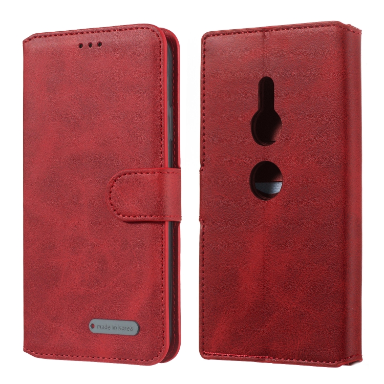

For Sony Xperia XZ3 Solid Color Buckle Horizontal Flip Leather Case with Wallet & Holder & Card Slots(Red)