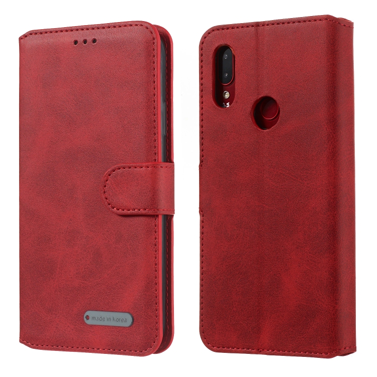 

For Xiaomi Redmi Note 7/ Note 7 Pro Solid Color Buckle Horizontal Flip Leather Case with Wallet & Holder & Card Slots(Red)
