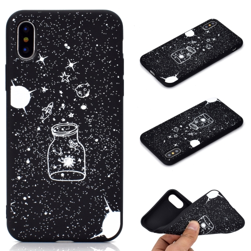 

For iPhone XS / X Shockproof Stick Figure Pattern Soft TPU Protective Case(Starry Sky)