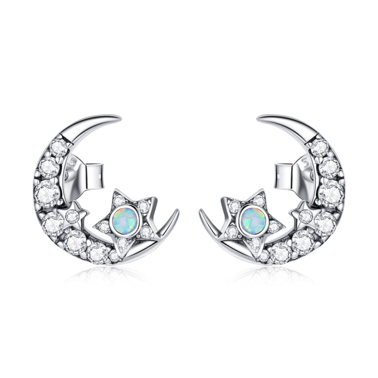 

S925 Sterling Silver Star Moon Galaxy Ear Studs Women Earrings