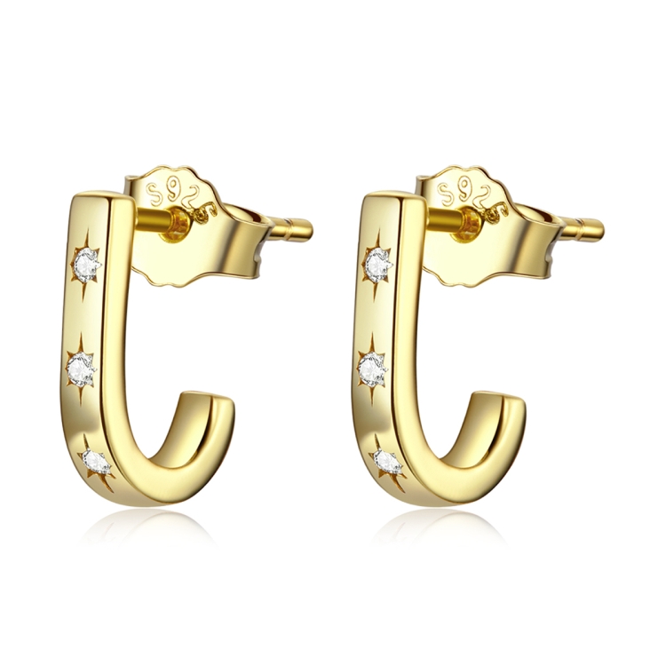 

S925 Sterling Silver Star Crutch Ear Studs Women Earrings(Gold)
