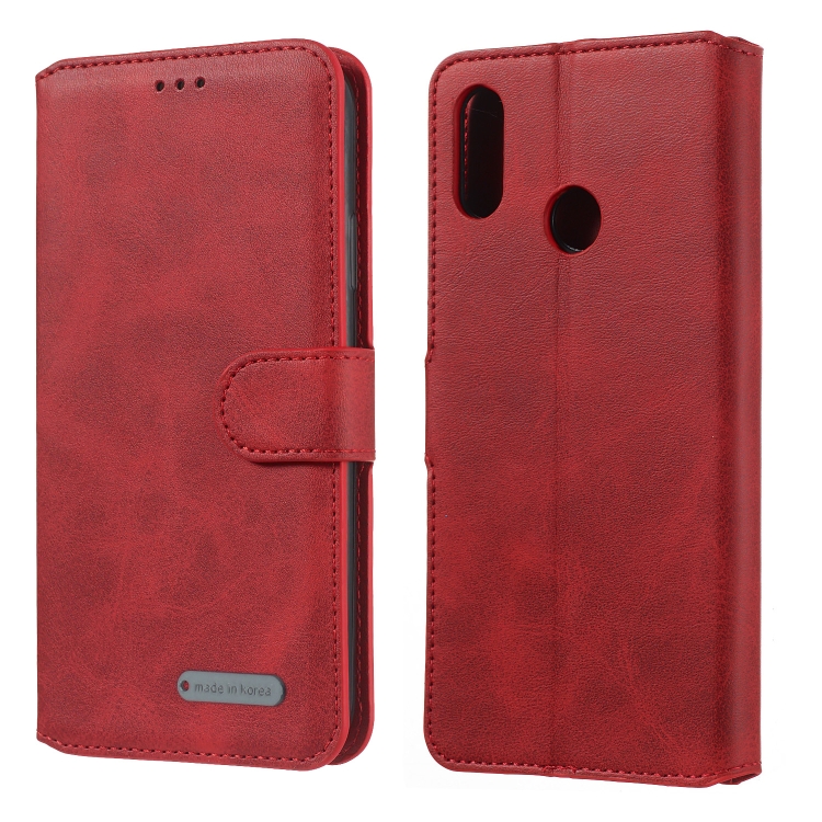 

For Huawei P Smart+ / nova 3i Solid Color Buckle Horizontal Flip Leather Case with Wallet & Holder & Card Slots(Red)