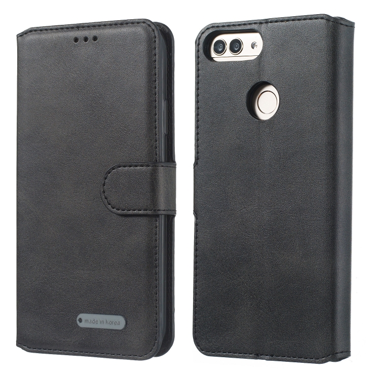 

For Huawei P Smart / Honor 9 Lite Solid Color Buckle Horizontal Flip Leather Case with Wallet & Holder & Card Slots(Black)