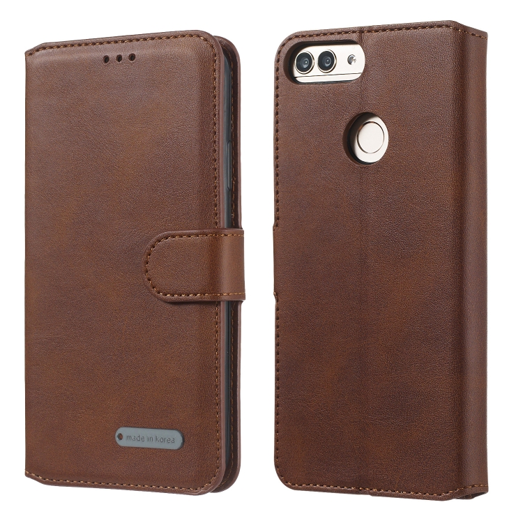 

For Huawei P Smart / Honor 9 Lite Solid Color Buckle Horizontal Flip Leather Case with Wallet & Holder & Card Slots(Brown)