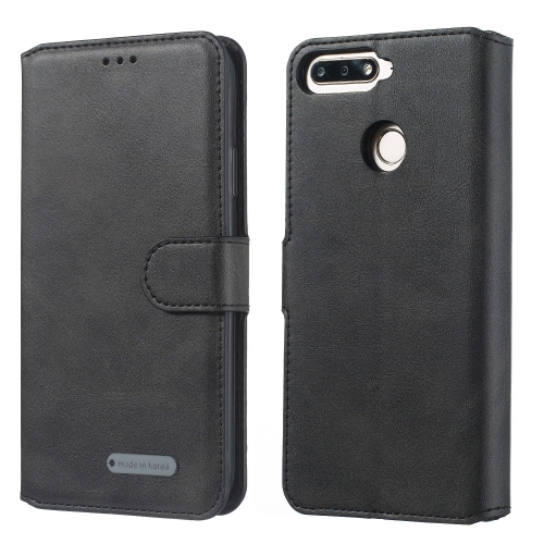 

For Huawei Y6 (2018) / Honor 7A Solid Color Buckle Horizontal Flip Leather Case with Wallet & Holder & Card Slots(Black)