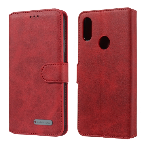 

For Huawei Y6 (2019) / Honor 8A Solid Color Buckle Horizontal Flip Leather Case with Wallet & Holder & Card Slots(Red)