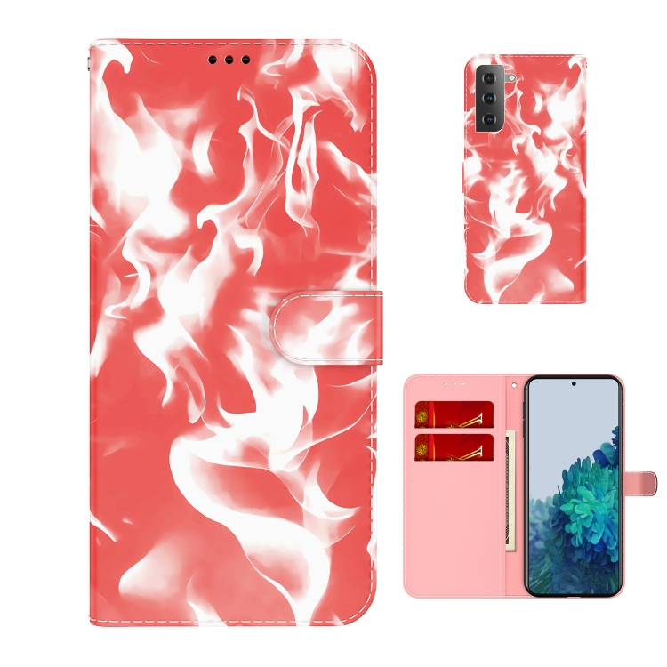 

For Samsung Galaxy S21 FE Cloud Fog Pattern Horizontal Flip Leather Case with Holder & Card Slot & Wallet(Red)