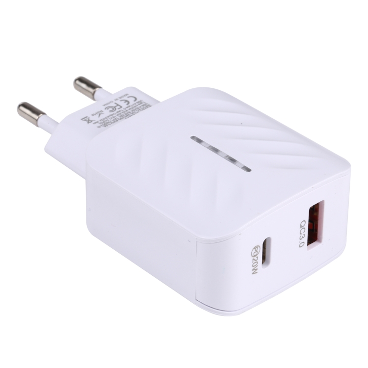 

LZ-822A+C PD 20W USB-C / Type-C + QC 3.0 USB Fast Travel Charger, EU Plug