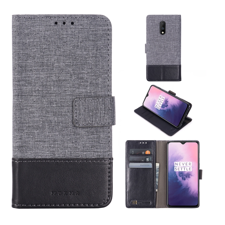 

For OnePlus 7 MUXMA MX102 Horizontal Flip Canvas Leather Case with Stand & Card Slot & Wallet Function(Black)