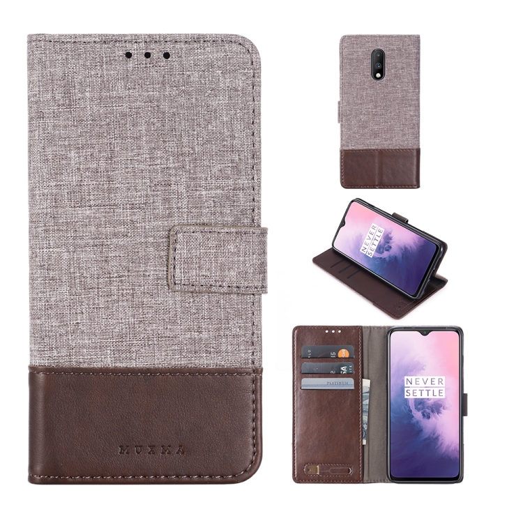 

For OnePlus 7 MUXMA MX102 Horizontal Flip Canvas Leather Case with Stand & Card Slot & Wallet Function(Brown)