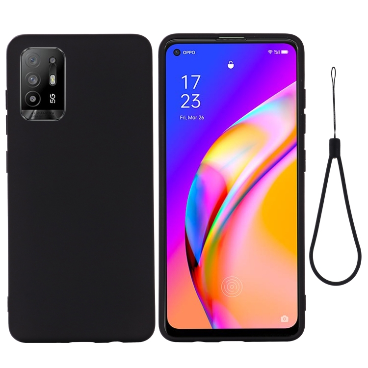 

For OPPO F19 Pro+ 5G / A94 5G / Reno5 Z Pure Color Liquid Silicone Shockproof Full Coverage Case(Black)